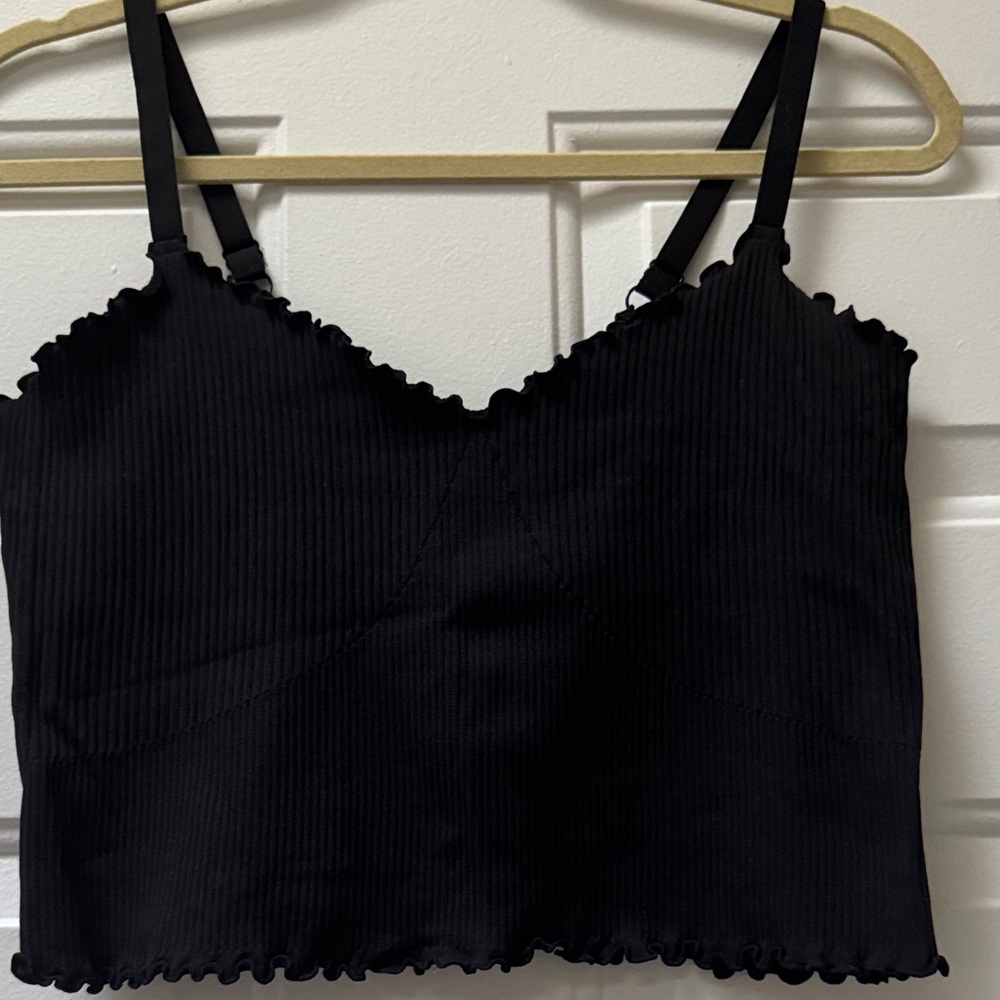 Aerie Black Ribbed Top